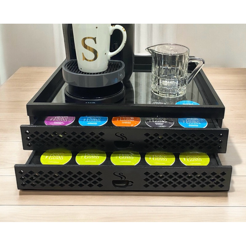 Suporte para capsula e cafeteira Dolce Gusto duas gavetas organizador