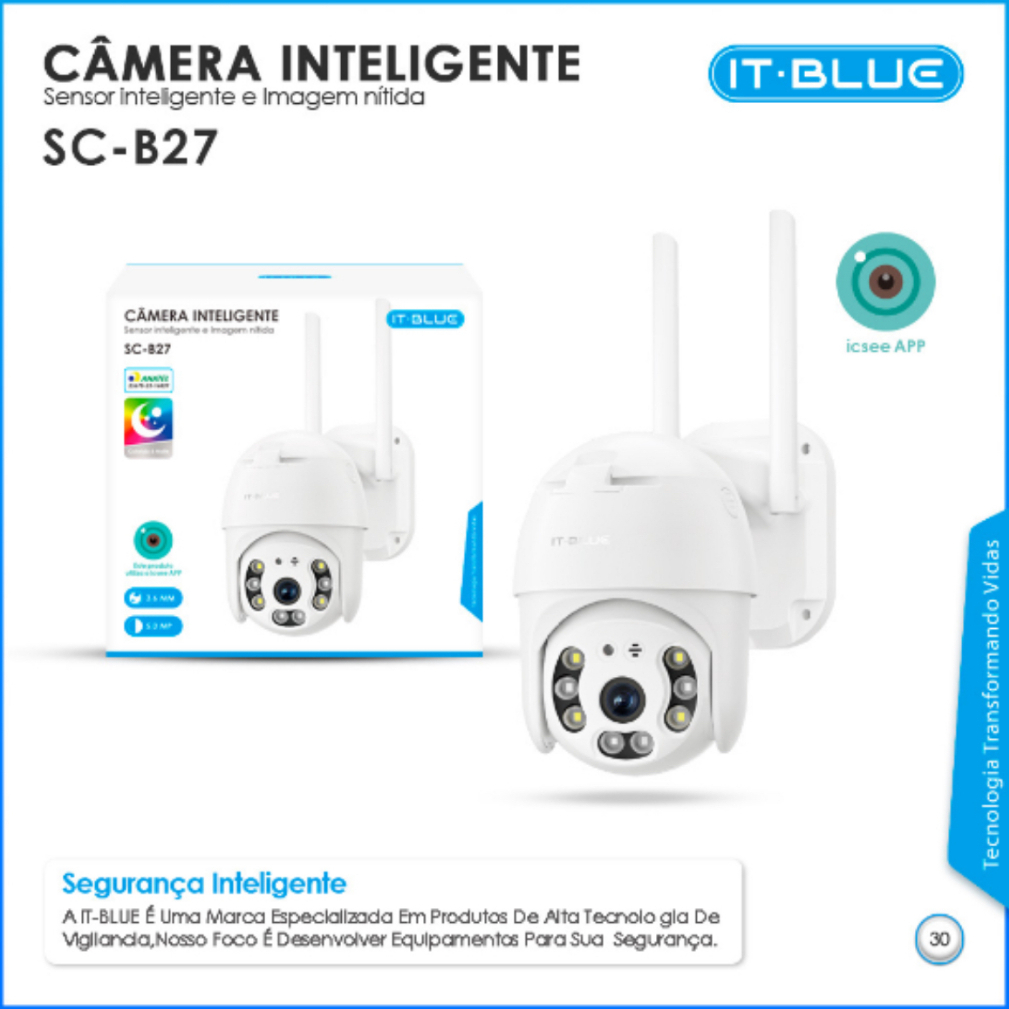 Camera Externa Wifi Ip Prova D'água Infravermelho Hd APP Icess IT BLUE SC-B27
