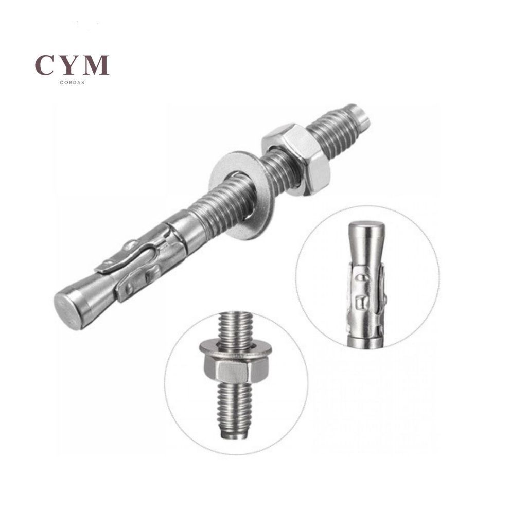 Kit 4 Chumbador Parabolt Inox 3/8 X 3 C/porca E Arruela 10MM Resistente Rocha Rapel Ancoragem