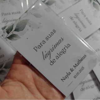 Lágrimas de Alegria Personalizadas para Casamentos e Eventos - KIT Completo (TAG, lenço e saquinho) em Oferta na Shopee