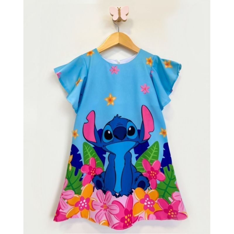 "Vestido Stitch com Estampa Exclusiva  vestido temático vestido personagem Para Brilhar