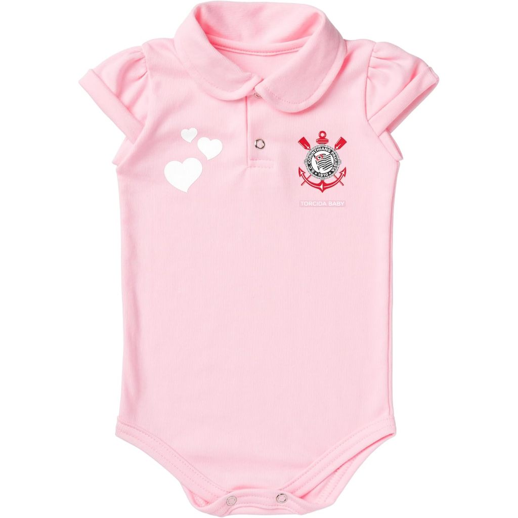 Body Polo Rosa Oficial do Corinthians - Torcida Baby