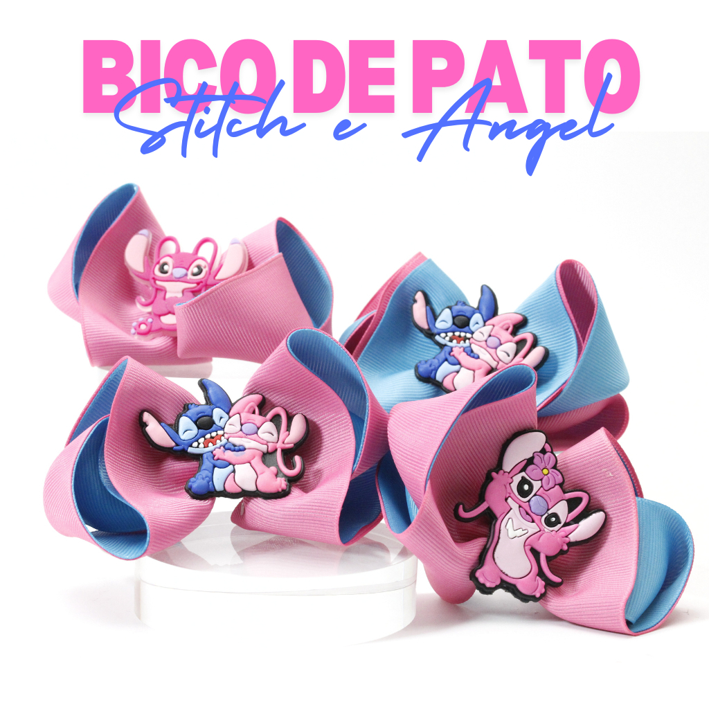 Bico de Pato Laço de Cabelo  Personagem Stitch e Angel, Acessorio de Cabelo Infantil Presilha em Oferta na Shopee