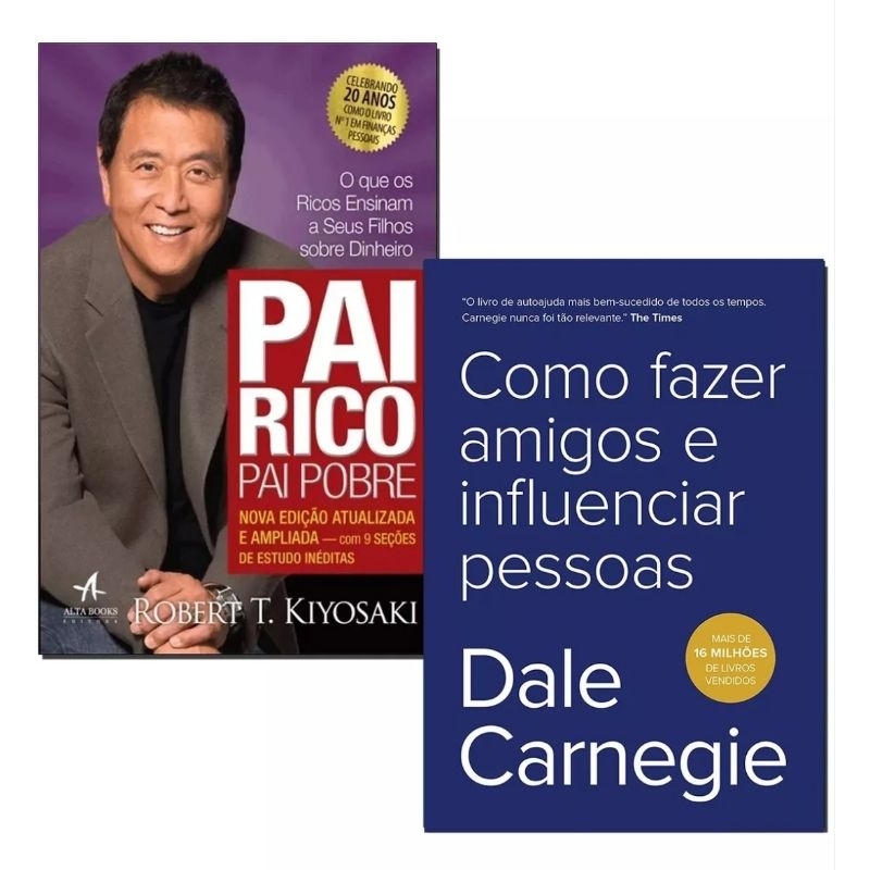 kit com os livros Pai Rico,Pai Pobre e como fazer  amigos  e influenciar pessoas novos