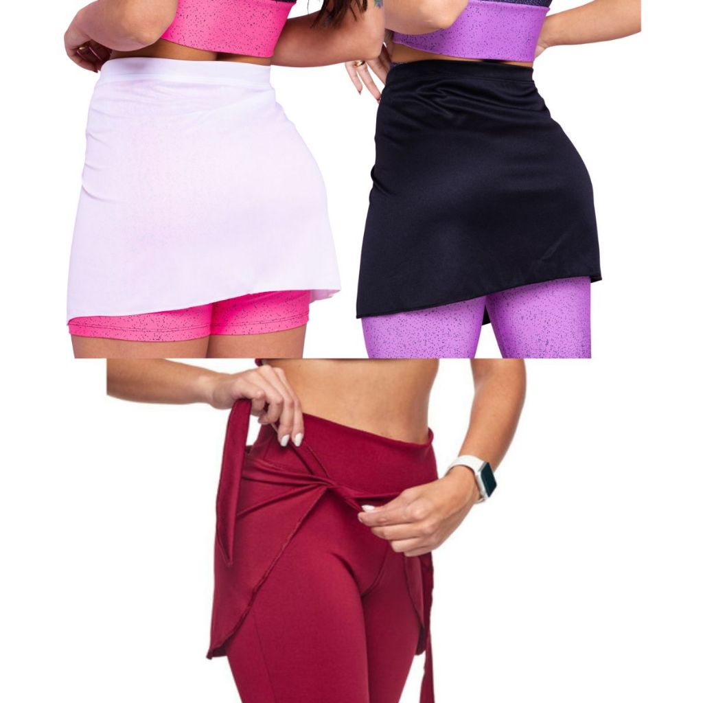 Kit 3 Tapa Bumbum Estilo Saia Tampa Amarrar Sem transparência Academia Exercícios Caminhada