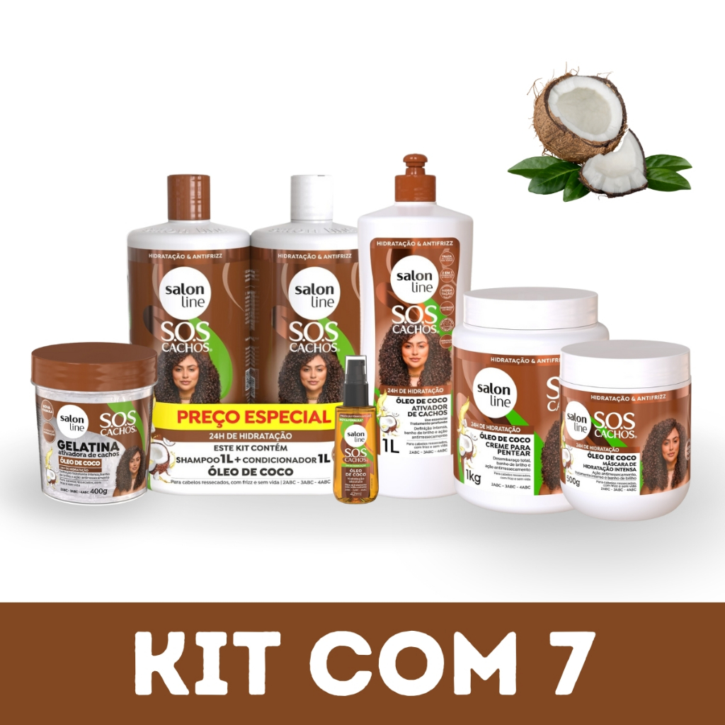 Kit SOS Cachos Coco Tratamento Profundo com 7 produtos