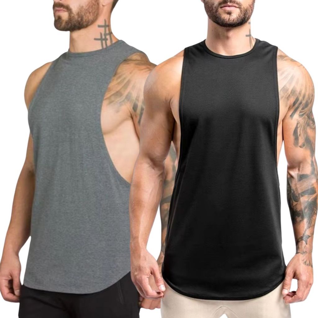 Kit 2 Regata Longline Masculina Oversized Camiseta Cavada  Treino Academia Musculação