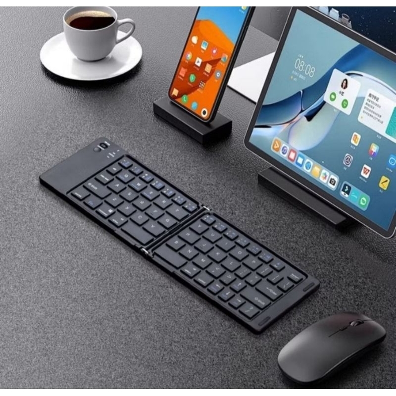 Teclado sem fio bluetooth recarregável dobrável leve e ultrafino tablet celular e PC