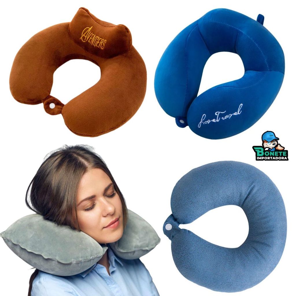 Imagem Almofada De Pescoço Algodão/travesseiro De Viagem Cervical Com Zíper