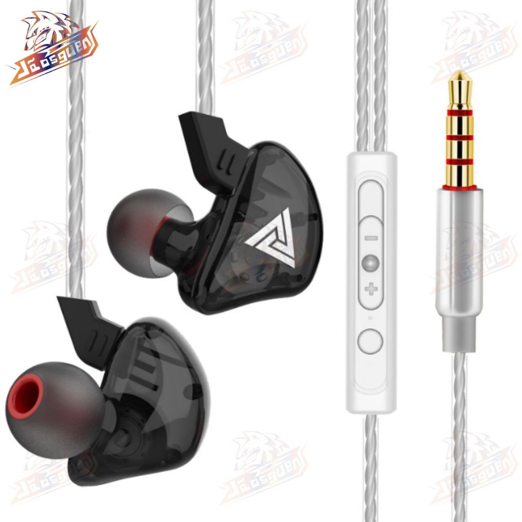 Fone de ouvido com fio com microfone cobre driver fone de ouvido esportivo baixo estéreo QKZ