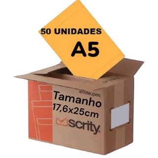 Envelope Saco Kraft Ouro Sko 025 A5 17x25cm - 50 Un Amarelo Liso 80g Escritório Documento Meio A4 em Oferta na Shopee