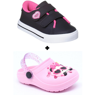 Kit 1 tênis infantil menina mais babuche infantil feminino moda escolar verão em Oferta na Shopee