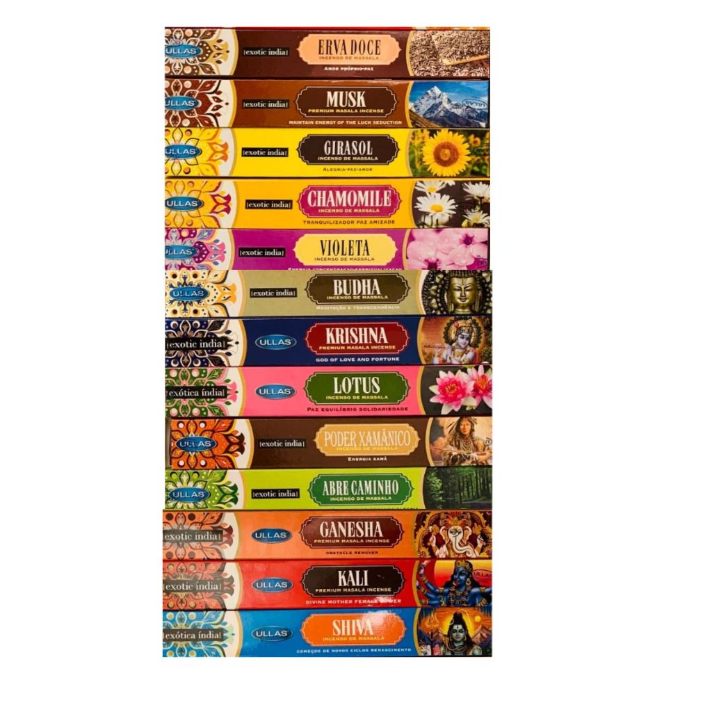 Incenso Indiano Massala Ullas 12 Caixas - Fragância Mista - Você Escolhe!