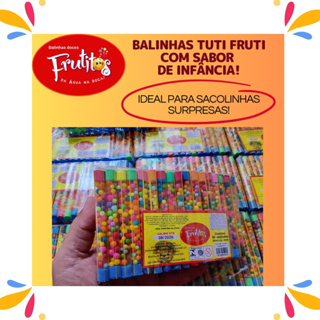 50 Tubinhos com Balinhas Frutitos Doces para Lembrancinhas de aniversário e Sacolinha Surpresa/Brinquedo Confeito Frutas em Oferta na Shopee