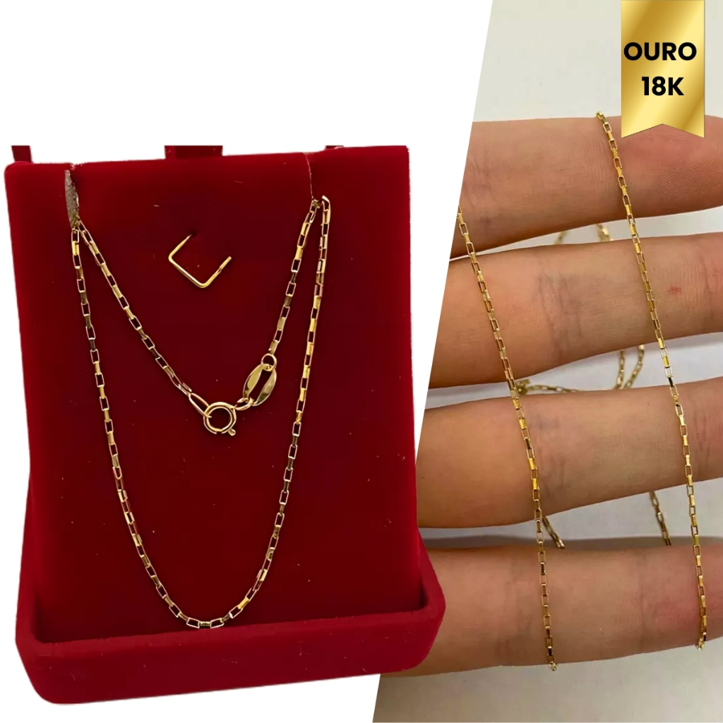 Corrente Tijolinho Ouro 18k Masculina Feminina Unissex Corrente Colar Cordão Ouro