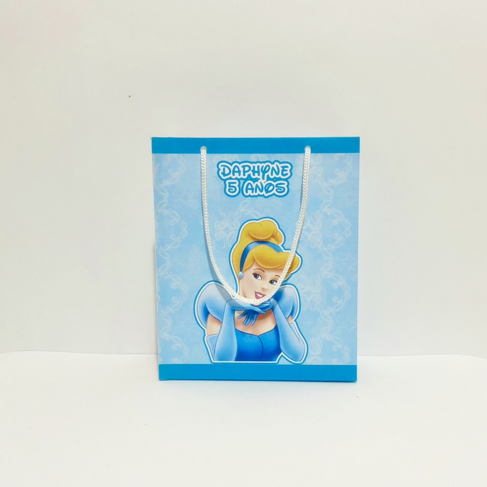 Sacolinha M Cinderela – lembrancinha personalizada festa infantil aniversário – nome e idade