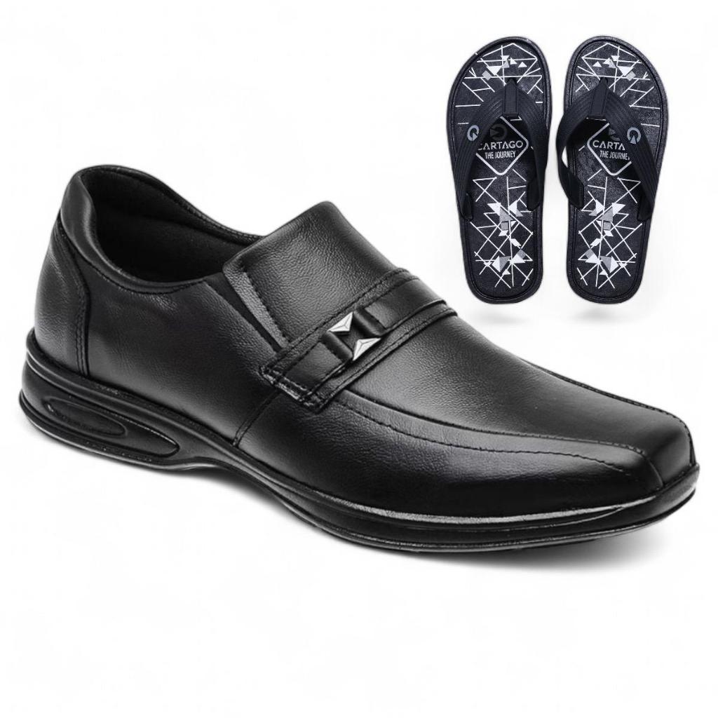 Sapato Ortopédico Social Masculino Confortável e Chinelo Sandália Masculino Borracha Antiderrapante em Oferta na Shopee