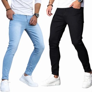 kit 2 calças jeans skinny masculina clara e preta algodão linha premium original NF em Oferta na Shopee