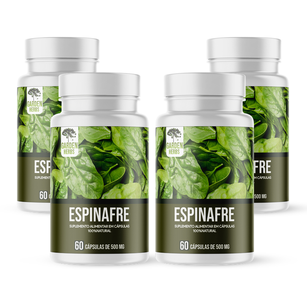 Espinafre (Extrato 100%Puro) 500 Mg - 60 cápsulas - Kit 4 unidades