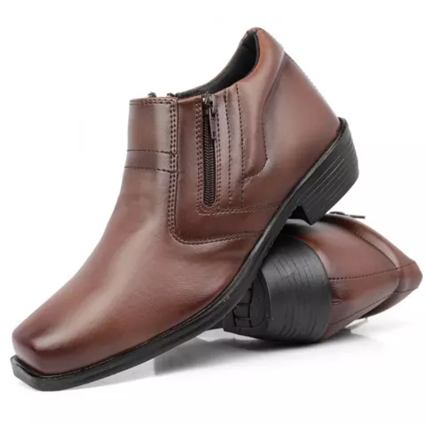 Botinha Social Sapato Masculino Casual Couro Zíper Melhor Ajuste Preço de Fábrica Entrega Imediata