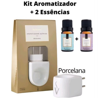 Kit Aromatizador Difusor de Essência  com 1 Aparelho De Porcelana Original e c/2 Essências - Via Aroma em Oferta na Shopee
