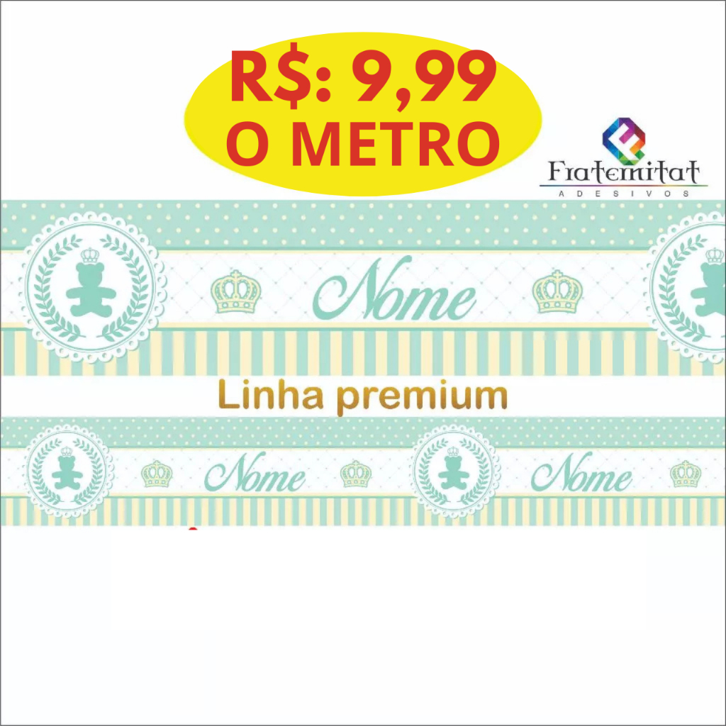 Faixa Decorativa Ursinho Coroa Amarelo e Verde (com o nome do seu bebe)