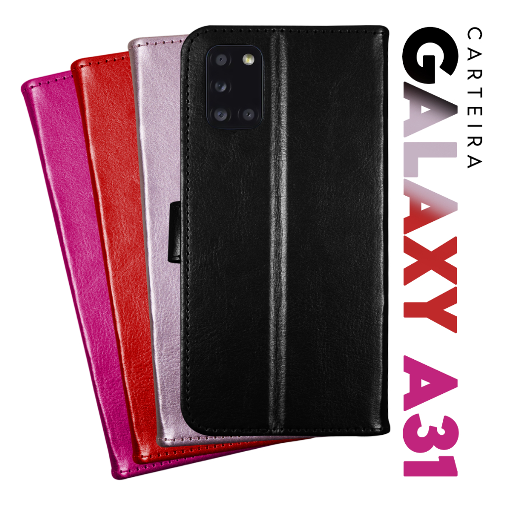 Capa Case Capinha Carteira Flip Cover Couro Sintético PRETA Para Samsung Galaxy A31 A315 tela 6.4 pol. Cell in Power25 em Oferta na Shopee