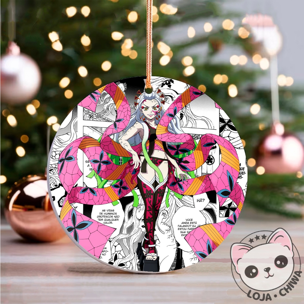 Enfeite de Natal  Demon Slayer Personagem Anime Manga Otaku Merry Christmas Ornamento Festas em Madeira