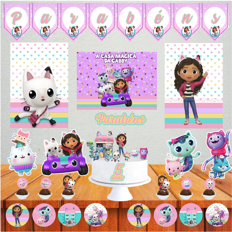 Kit Decoração Festa Só Um Bolinho Aniversário A Casa Da Gaby em Oferta na Shopee
