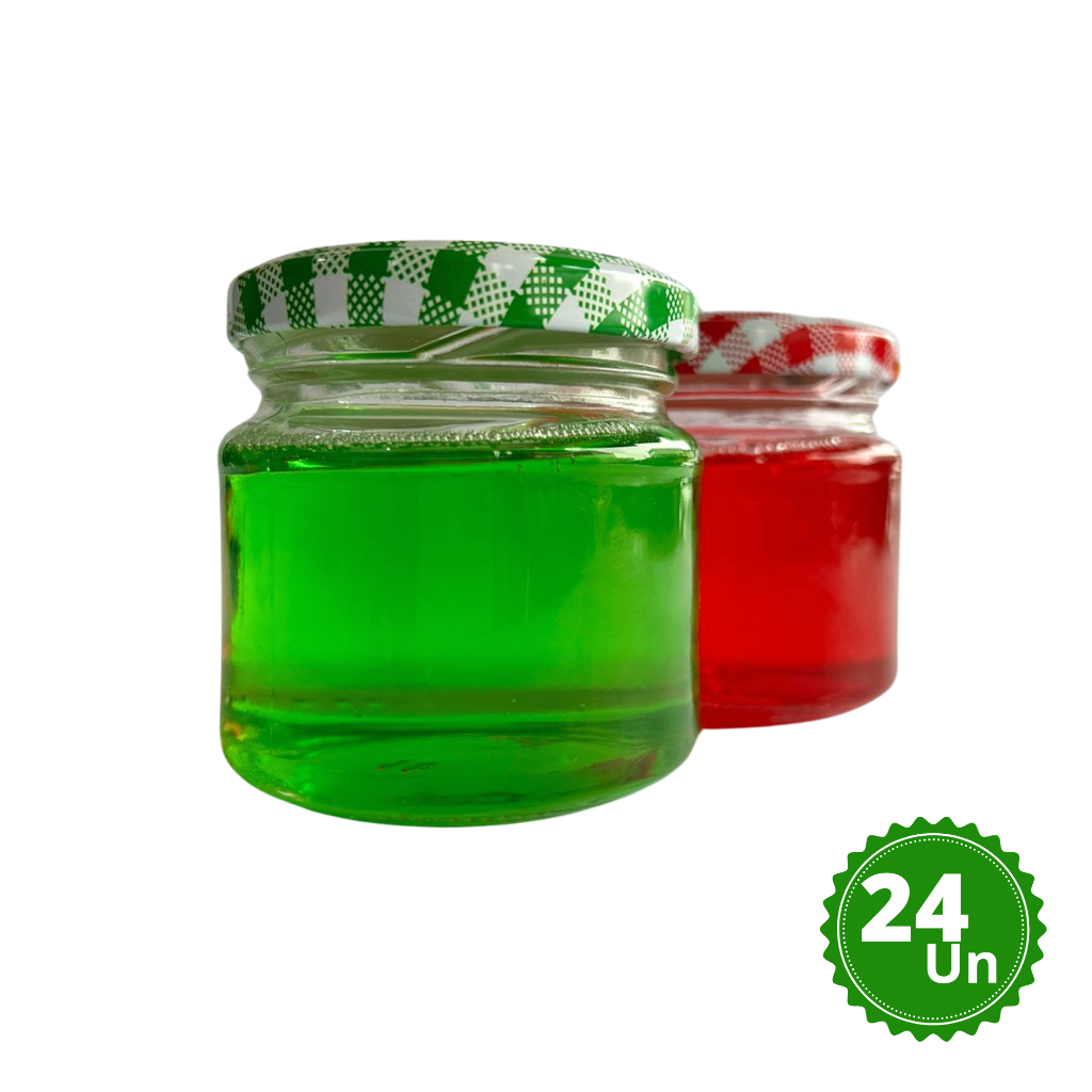 Kit 24 Potes De Vidros Mini Belém 150ml para Geleias Doces conservas Tampas Metálicas e Lacres