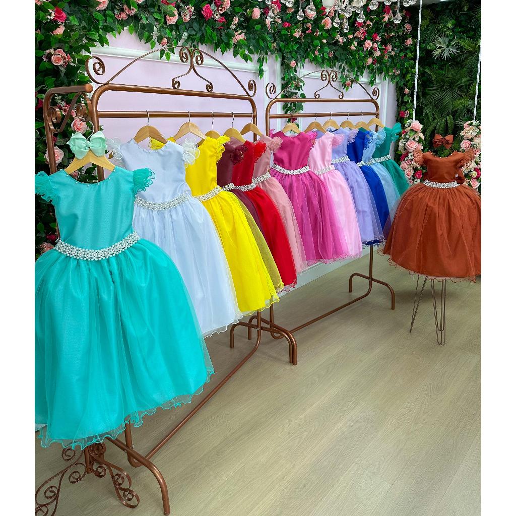 Vestido Jardim Encantado Infantil longo Festa Verde Azul Tiffany terracota Formatura Damas De Honra Daminha