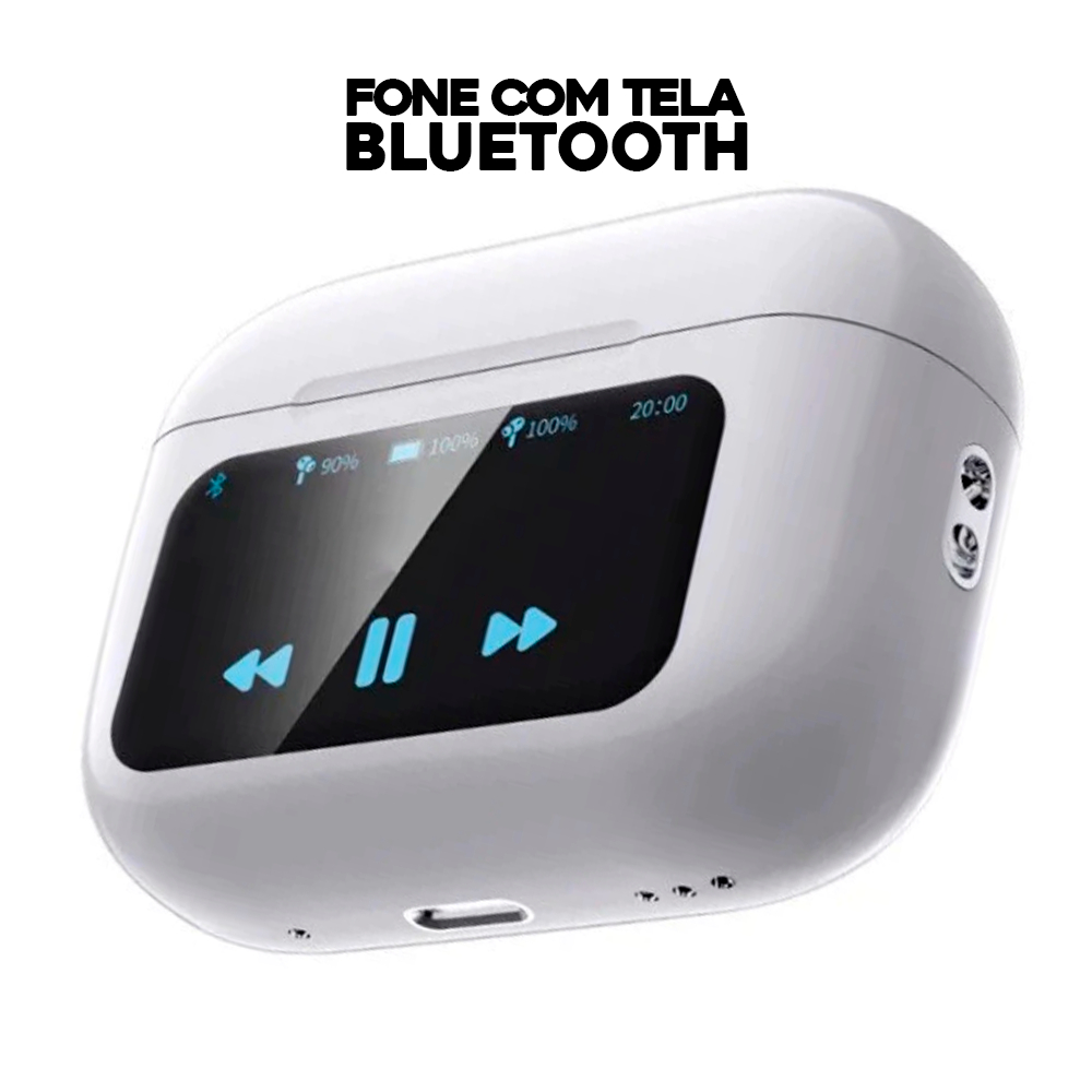 Fone de Ouvido sem Fio Bluetooth TWS Smart Touch Screen ANC Branco na Shopee
