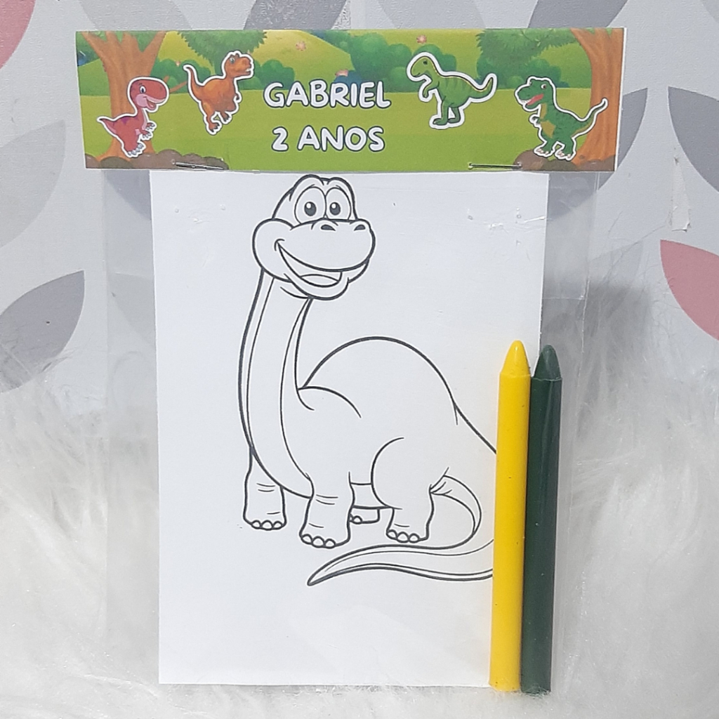 Kit's para colorir personalizado TEMA DINOSSAURO Lembrancinha de aniversário + lápis de cor