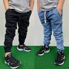 Kit 2 Calças Jogger Bebê Infantil Juvenil - Calça jeans apertada da moda 2 ao 16 em Oferta na Shopee