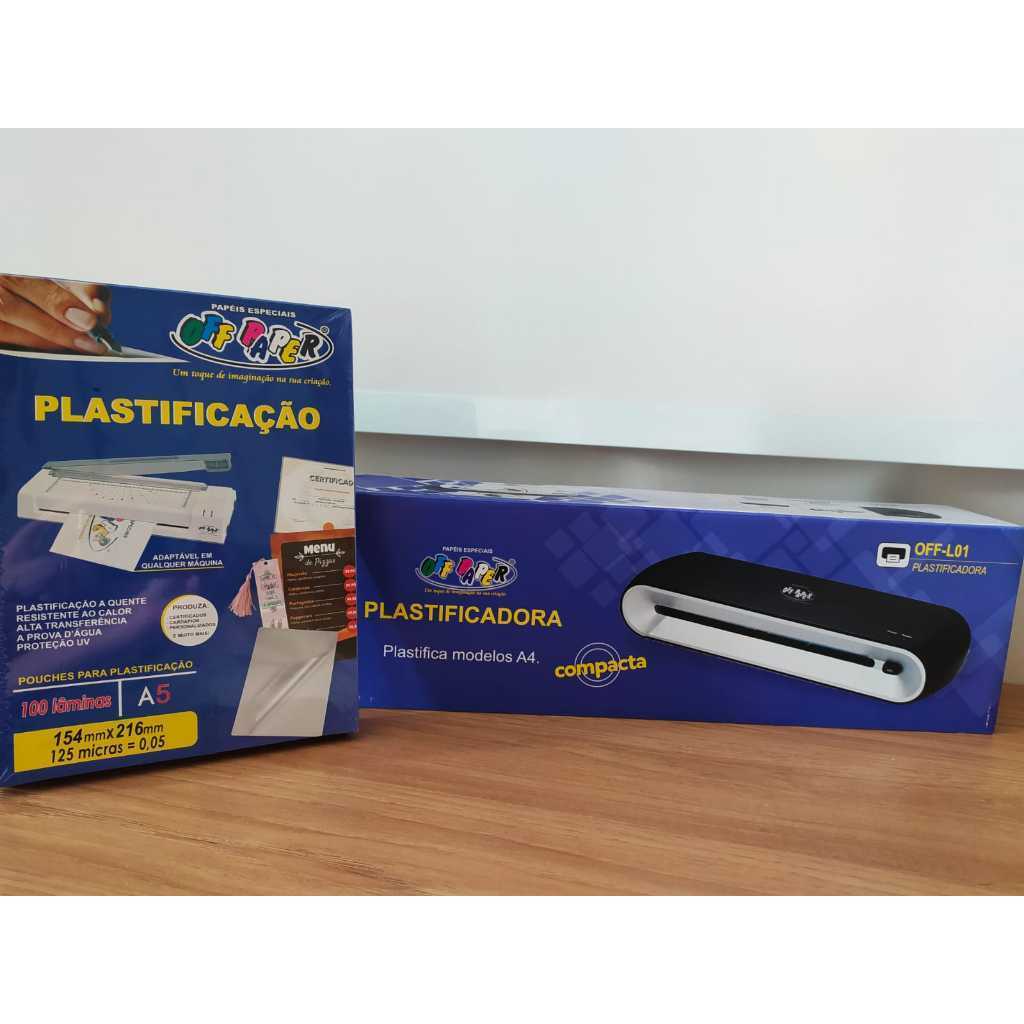 COMBO-A5 - Plastificadora e Laminadora A4 OFFL01 + Polaseal p/ Plastificação A5 0,05 c/ 100 folhas