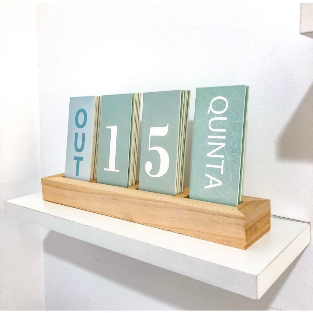 Calendário De Mesa Permanente Madeira Home Office Decorativo Escritório Decoração Casa