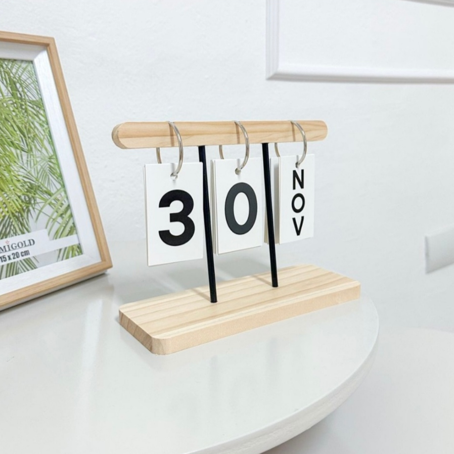 Calendário De Mesa Madeira Permanente Dia E Mês Escritório Permanente Madeira Home Office Decorativo