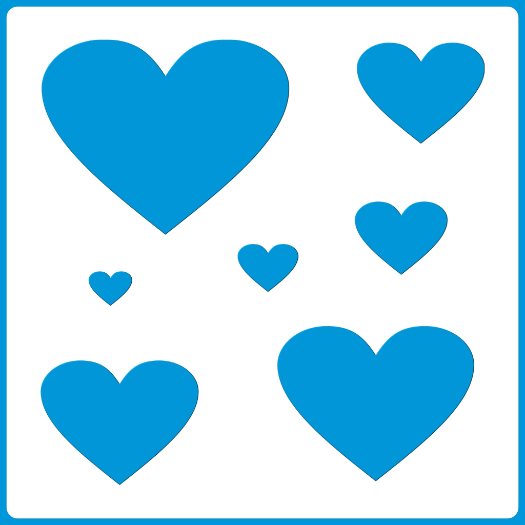 Stencil Corações Tamanhos Variados Molde Vazado Pintura Tecido Mdf Madeira Pano Prato