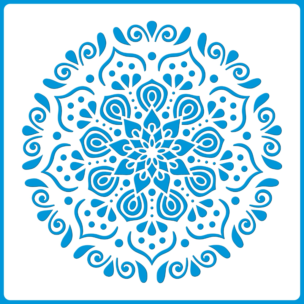 Stencil 20 X 20 Mandala Molde Vazado Para Pintura Em Tecido Mdf Madeira Parede Camiseta Pano Prato