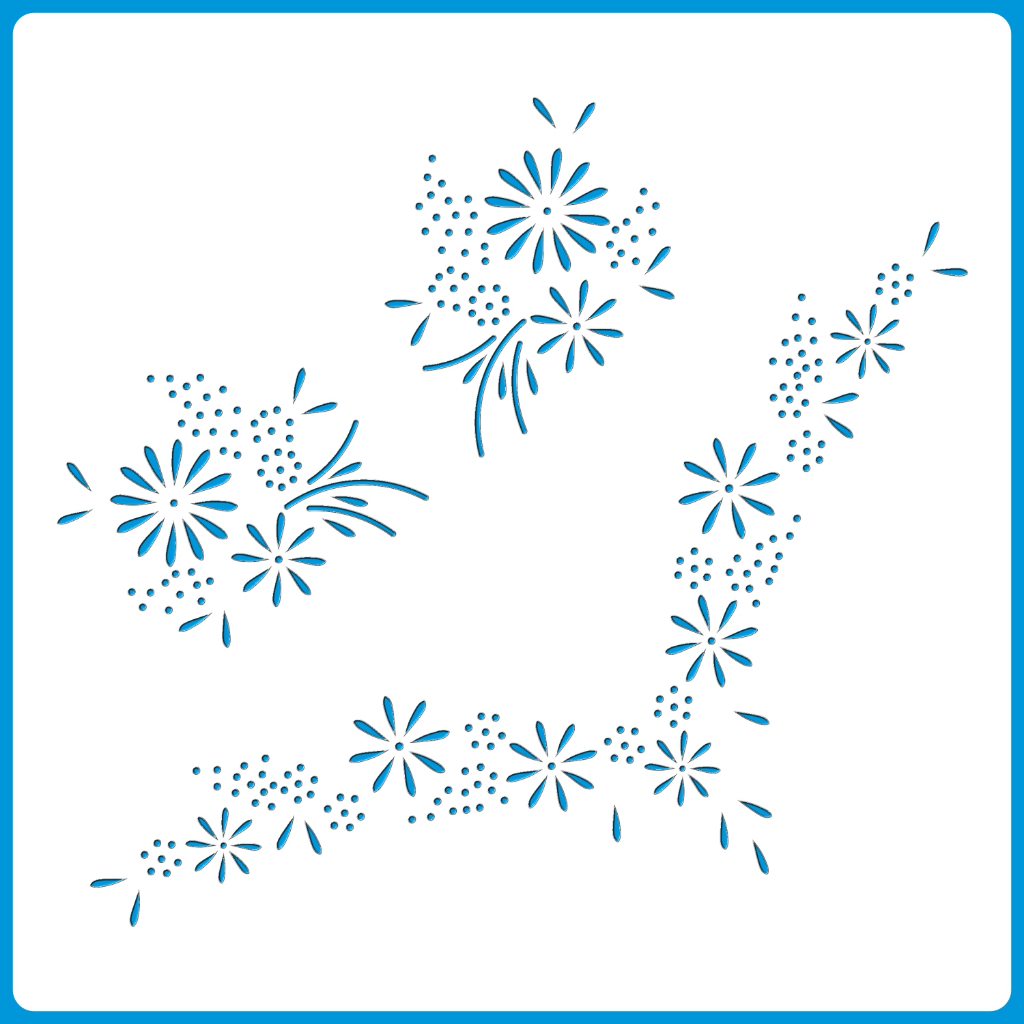 Stencil 20 X 20 Canto Floral Molde Vazado Para Pintura Tecido Mdf Madeira Parede Camiseta Pano Prato