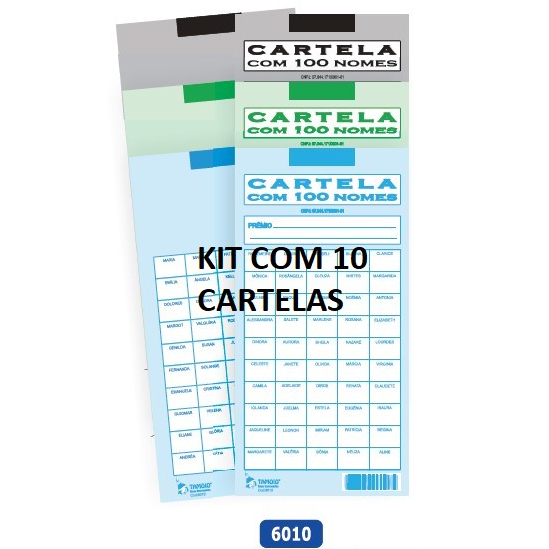 KIT RIFA TAMOIO 10 UNIDADES MODELO ANTIGO (NOMES FEMININO) 100-50-25-15-10 NOMES CORES SORTIDAS