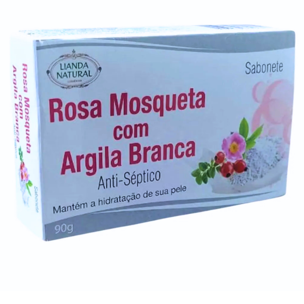 Sabonete Rosa Mosqueta com Argila Branca Antisséptico - 90g