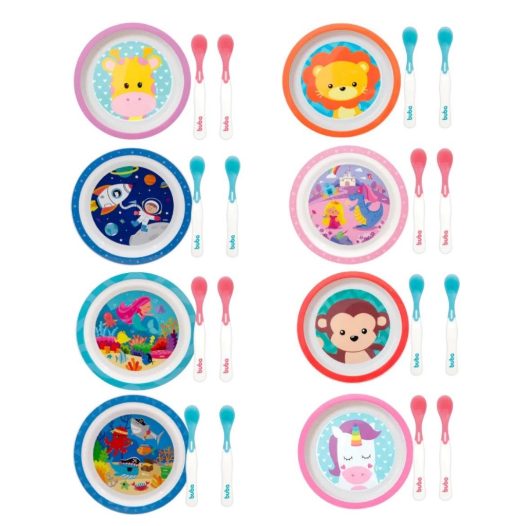 Prato Infantil Bebês Menina Menino Tigela Bowl Melanina Papinha Com Colher Termo sensível em Oferta na Shopee
