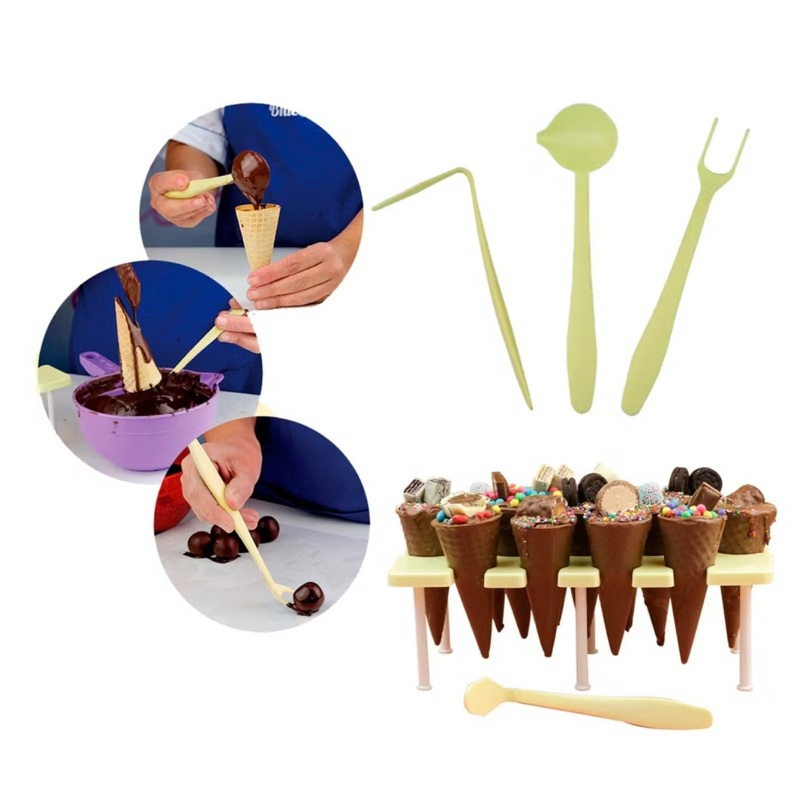 Kit Suporte Para Cone Trufado + Concha Garfo Para Cobertura BLUESTAR em Oferta na Shopee