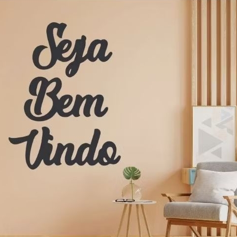 Frase Seja bem Vindo, Letreiro Preto Quadro de Parede em MDF 3mm, decoração