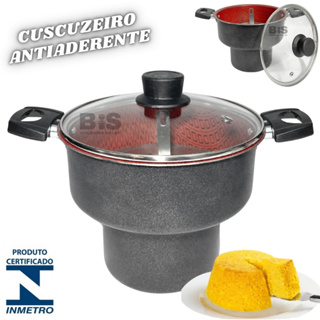 Cuscuzeiro Antiaderente Com Tampa de Vidro N18 ou N16 Preto Teflon Cuscuz Nordestino em Oferta na Shopee
