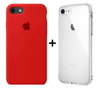 Kit 2 Capinhas de Iphone 7/8 Normal e Iphone SE Colorida e Transparente Fechada nas Laterais Case Aveludada e Silicone em Oferta na Shopee