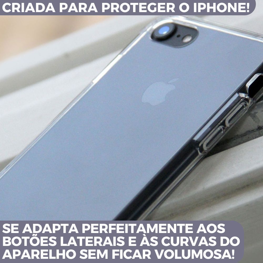 Kit 2 Capinhas de Iphone 7/8 Normal e Iphone SE Colorida e Transparente Fechada nas Laterais Case Aveludada e Silicone