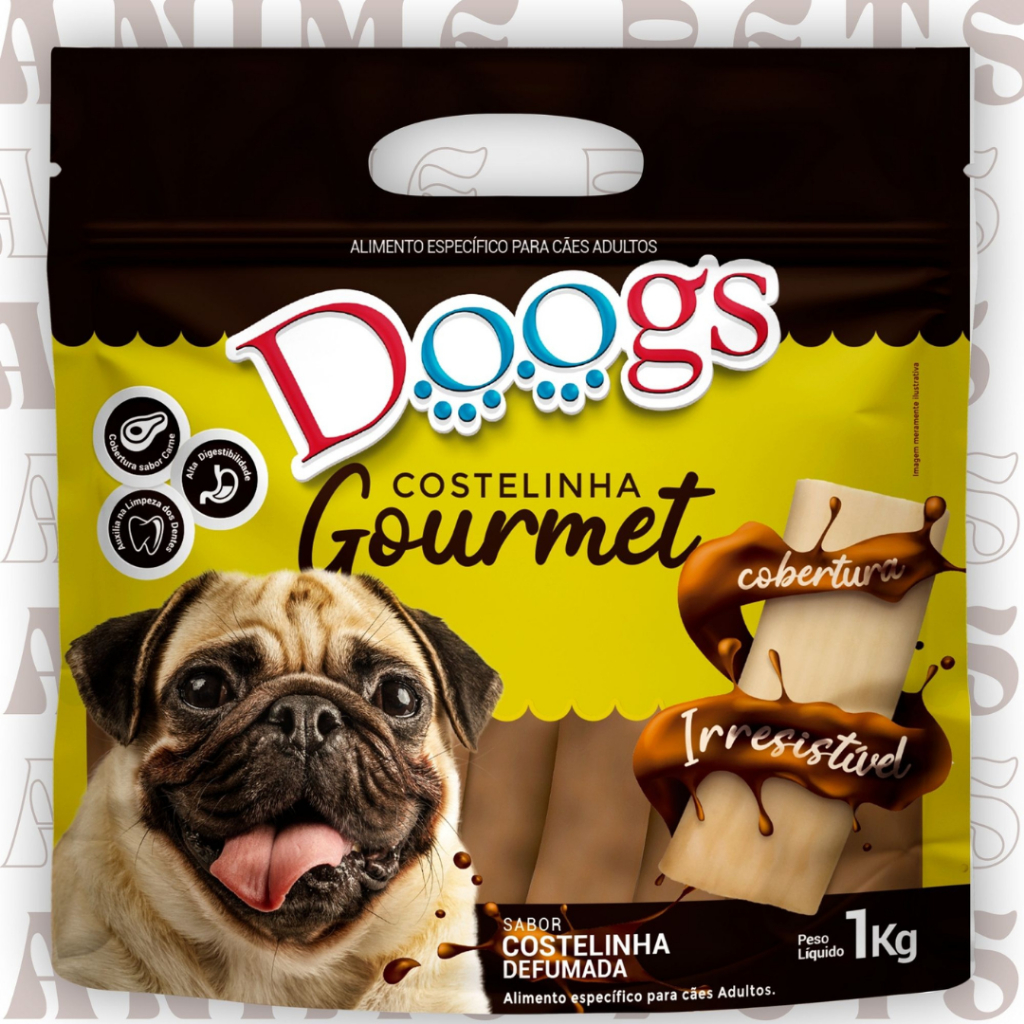 Petisco Cães Doogs Costelinha Defumada Gourmet Média Carne 1kg em Oferta na Shopee