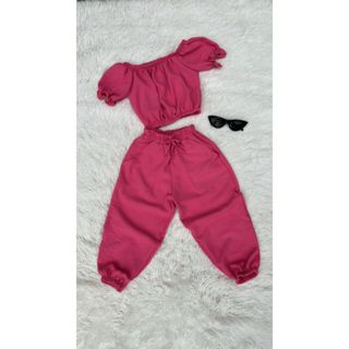 Conjunto Infantil Calça e Cropped Liso de Menina em Oferta na Shopee